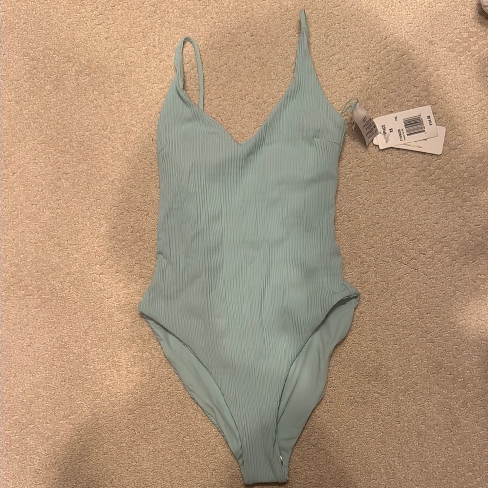 L*Space Blue Aqua One Piece crisscross back detail size XS